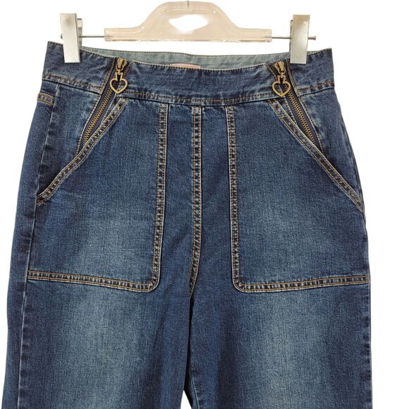 Kate Spade Jeans Womens 29 Wide Leg Cropped High Rise Spade Zipper Pulls Boho - Picture 3 of 11